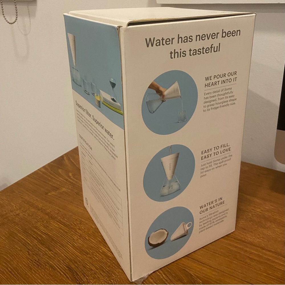 Soma - 6 Cup Glass Carafe Water Pitcher 1.35 Liters/48 Oz - NWT in Box - Picture 7 of 17
